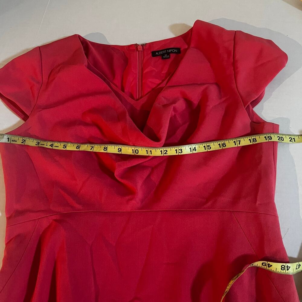 Albert Nipon Cowl Neck Short Sleeve Sheath Dress Size 12 Pink - Picture 6 of 6